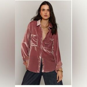 NWT Anthropologie The Hadley Relaxed Button-Down Shirt by Pilcro: Velvet Edition